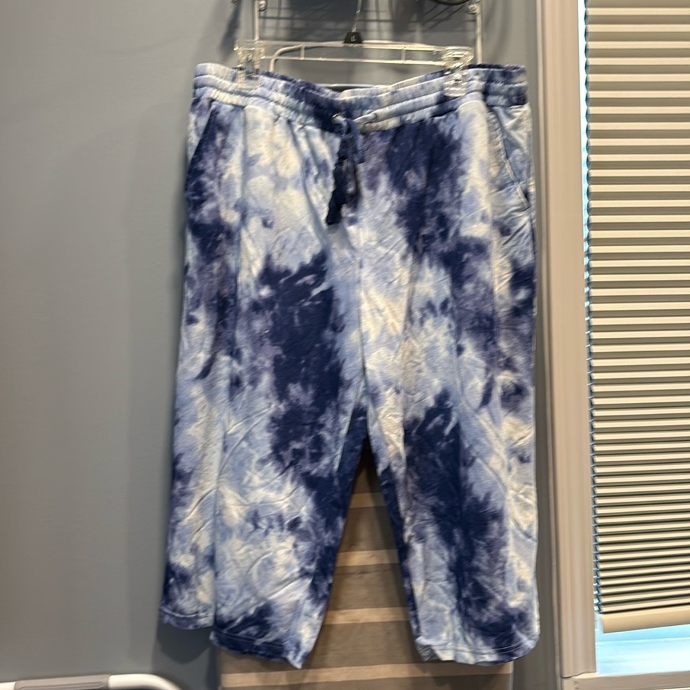 Belle Beach by Kim Gravel Reg Cabana Knit Cropped Beach Pant Tie Dye  Petite XL